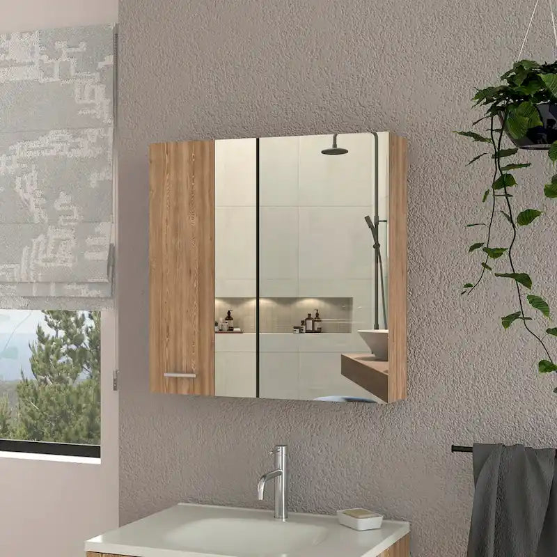 Medicine Cabinet with Mirror Lexington,Three Internal Shelves, Black Wengue Finish