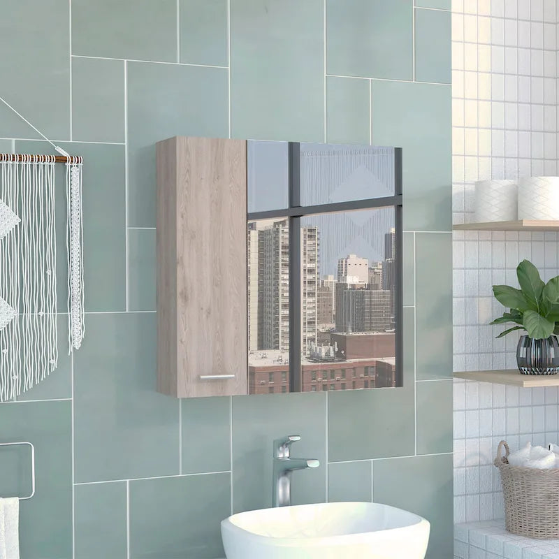 Medicine Cabinet with Mirror Lexington,Three Internal Shelves, Black Wengue Finish