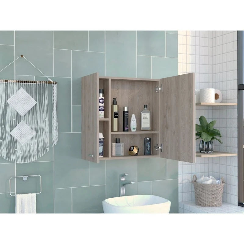 Medicine Cabinet with Mirror Lexington,Three Internal Shelves, Black Wengue Finish