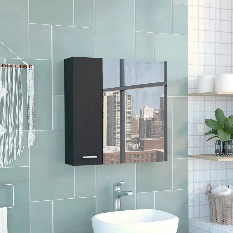 Medicine Cabinet with Mirror Lexington,Three Internal Shelves, Black Wengue Finish