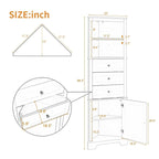 Triangle Tall Cabinet with 3 Drawers and Adjustable Shelves for Bathroom Kitchen or Living Room - 23.00L * 13.40W * 68.90H