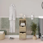 Floor Cabinet Storage Organizer with 2 Drawers, Open Shelf, and Foot Pads