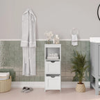 Floor Cabinet Storage Organizer with 2 Drawers, Open Shelf, and Foot Pads