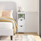 Floor Cabinet Storage Organizer with 2 Drawers, Open Shelf, and Foot Pads