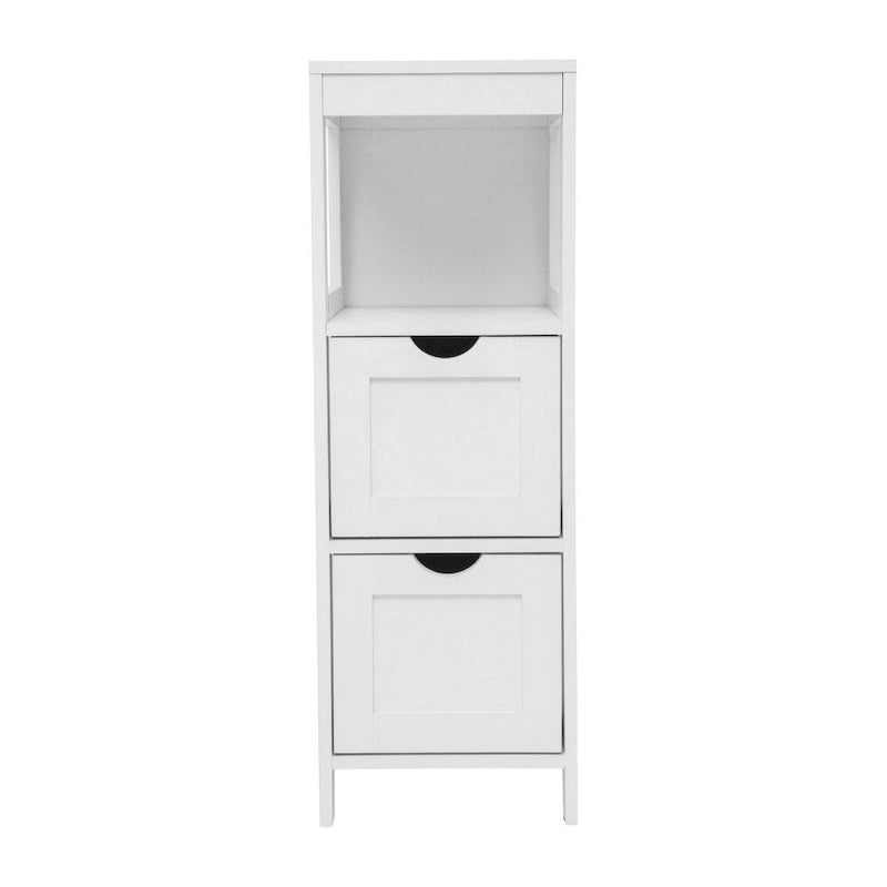 Floor Cabinet Storage Organizer with 2 Drawers, Open Shelf, and Foot Pads