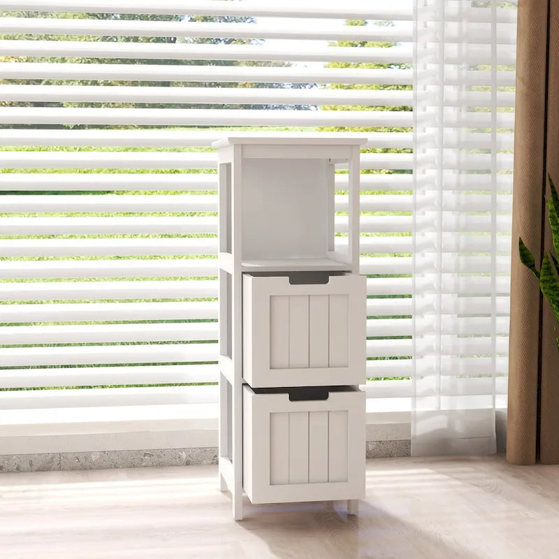 Bathroom Floor Cabinet with 2 Drawers and 1 Storage Shelf
