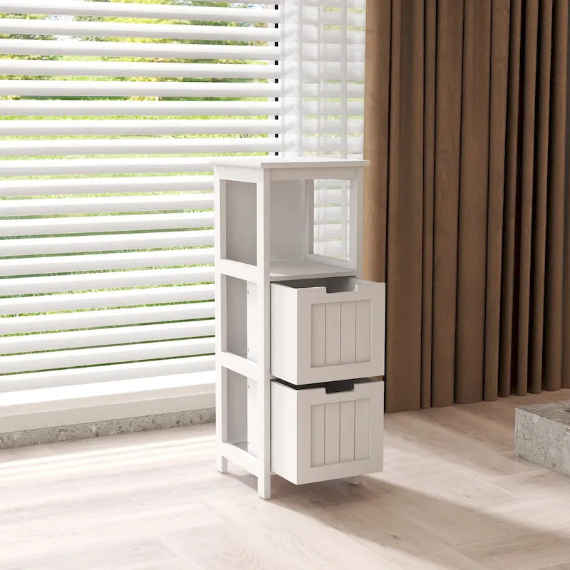 Bathroom Floor Cabinet with 2 Drawers and 1 Storage Shelf