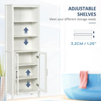 Tall Bathroom Storage Cabinet with 3 Tier Shelf, Glass Door Cabinet,Freestanding Linen Tower with Adjustable Shelves