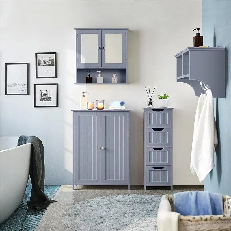Bathroom Floor Cabinet Double Doors