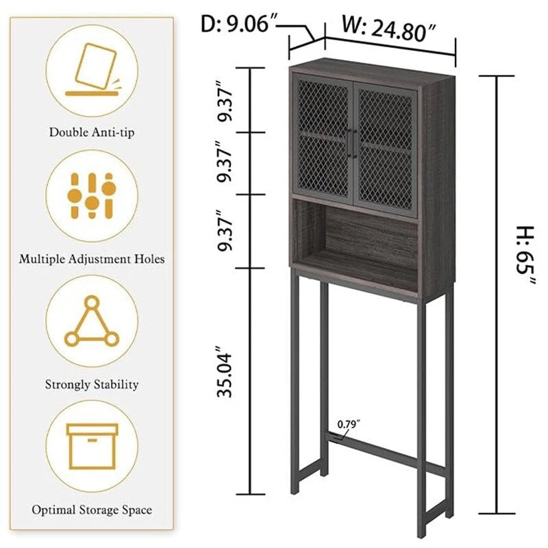 Bathroom Organizer Over Toilet - 9.06D x 24.8W x 65H