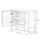 White Accent Storage Cabinet Solid wood square shape handle 2 doors sideboard - 31.77 * 15.75 * 29.53
