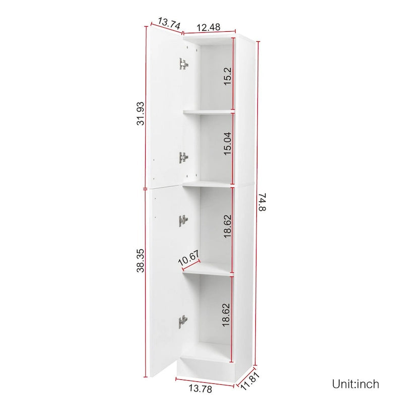 Freestanding Cabinet with Inadjustable Shelves - 13.78*11.50*74.80