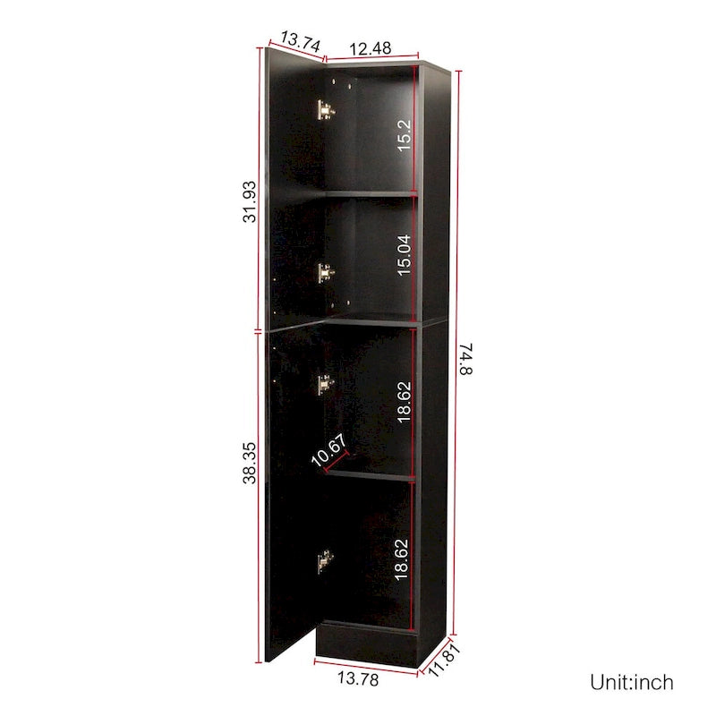 Freestanding Cabinet with Inadjustable Shelves - 13.78*11.50*74.80