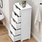 Bathroom Floor Cabinet Free Standing Storage Cabinet with 5 Drawers - 11.8D x 15.7W x 40.1H