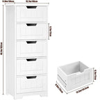 Bathroom Floor Cabinet Free Standing Storage Cabinet with 5 Drawers - 11.8D x 15.7W x 40.1H