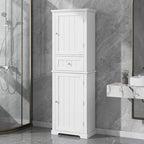 67 Tall Wood 2-door Bathroom Cabinet with Drawer and Adjustable Shelf
