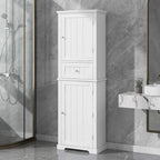 67 Tall Wood 2-door Bathroom Cabinet with Drawer and Adjustable Shelf