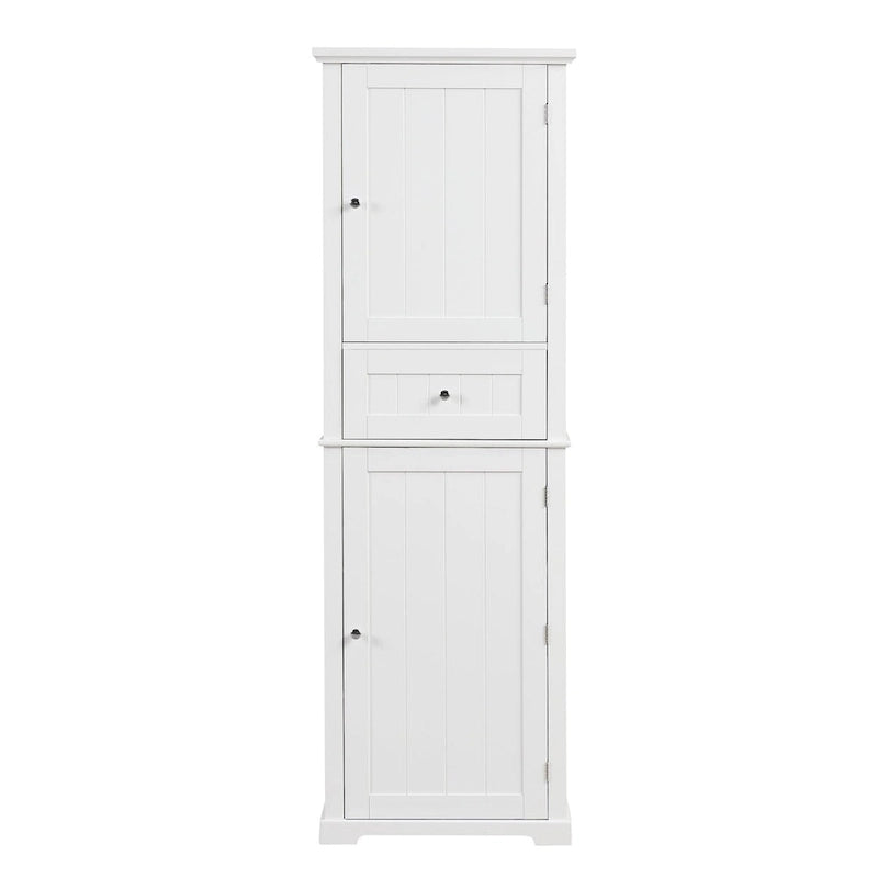 67 Tall Wood 2-door Bathroom Cabinet with Drawer and Adjustable Shelf