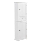 67 Tall Wood 2-door Bathroom Cabinet with Drawer and Adjustable Shelf