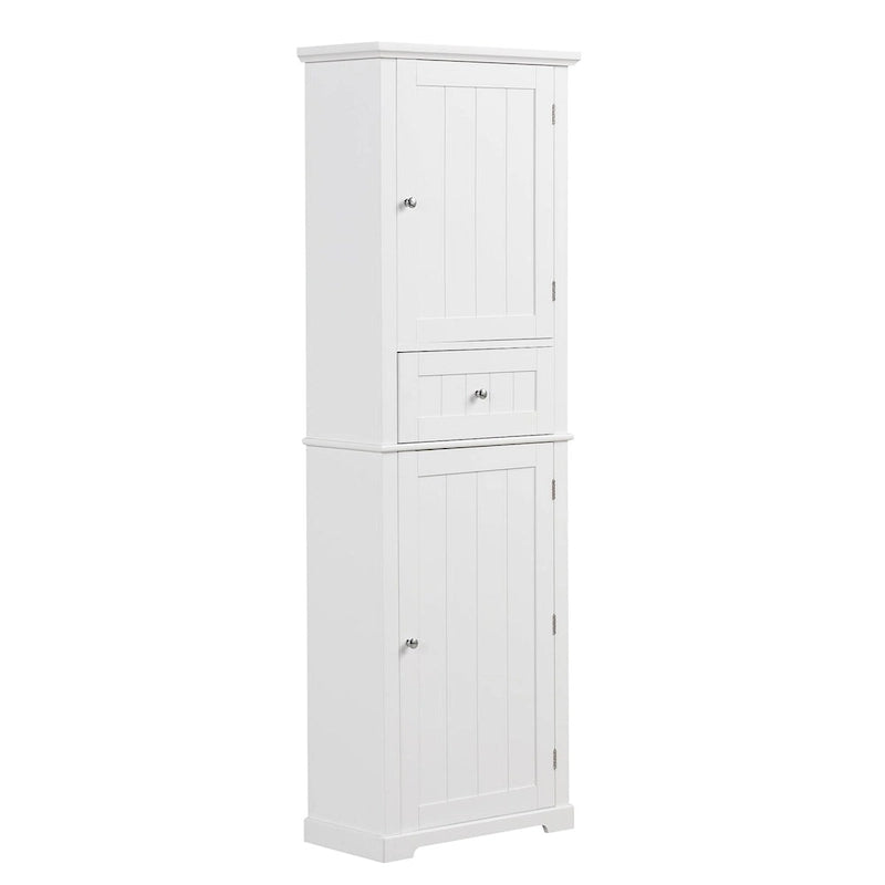67 Tall Wood 2-door Bathroom Cabinet with Drawer and Adjustable Shelf