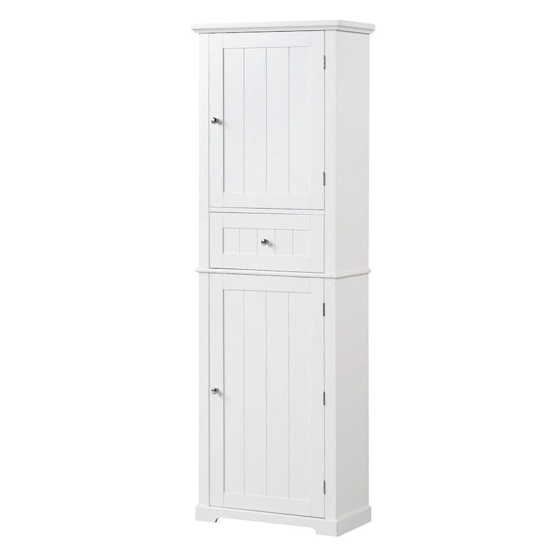 67 Tall Wood 2-door Bathroom Cabinet with Drawer and Adjustable Shelf