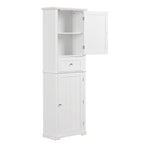 67 Tall Wood 2-door Bathroom Cabinet with Drawer and Adjustable Shelf