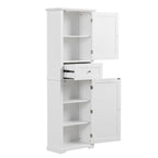 67 Tall Wood 2-door Bathroom Cabinet with Drawer and Adjustable Shelf