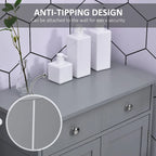 Wooden Bathroom Freestanding Floor Cabinet with 2 Doors, 2 Drawers and Adjustable Shelf