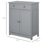 Wooden Bathroom Freestanding Floor Cabinet with 2 Doors, 2 Drawers and Adjustable Shelf
