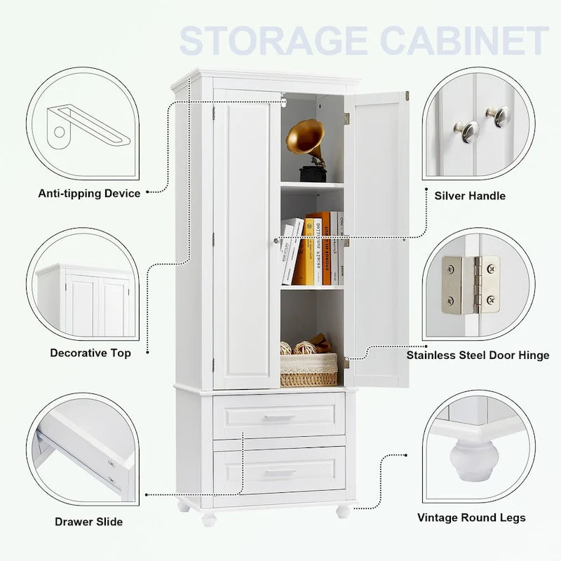 Bathroo Storage Cabinet with Two Drawers