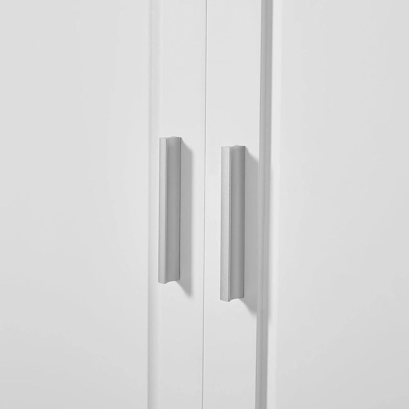 63 Tall Wood 2-door Bathroom Cabinet in White with Adjustable Shelf