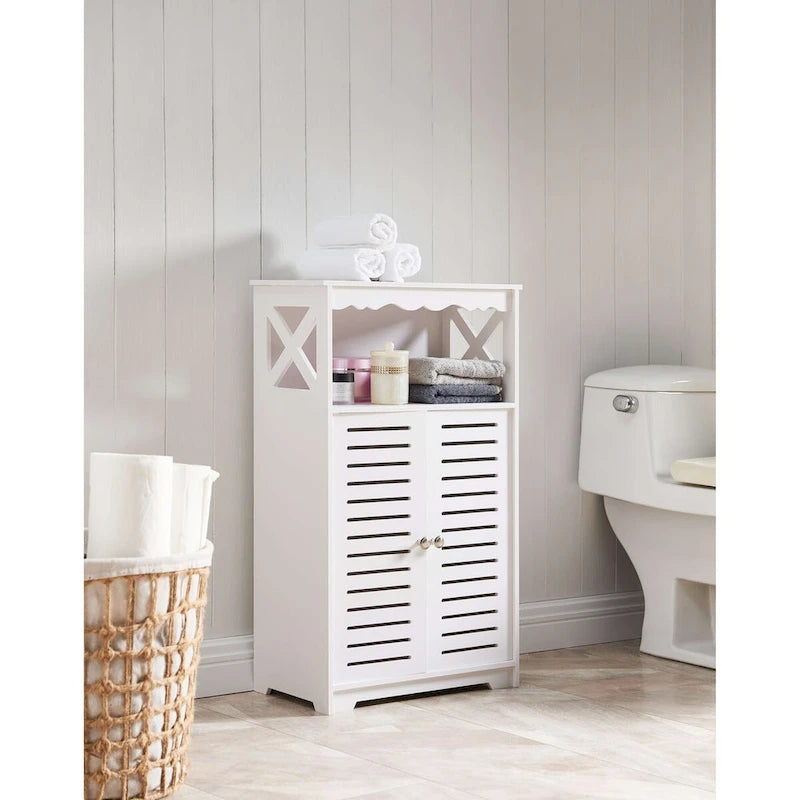Bathroom Floor Storage Cabinet, White