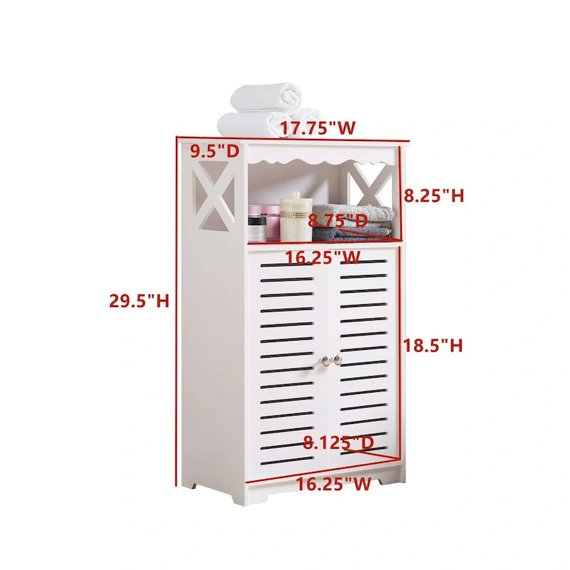 Bathroom Floor Storage Cabinet, White