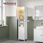 Tall Bathroom Cabinet with Lights - 11.8D x 11.8W x 66.9H