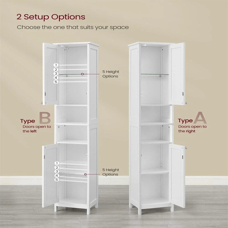 Tall Bathroom Cabinet with Lights - 11.8D x 11.8W x 66.9H