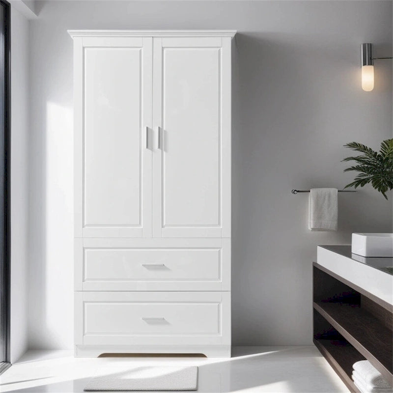 Tall Bathroom Storage Cabinet,Cabinet with Two Doors and Drawers