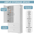 Tall Bathroom Storage Cabinet,Cabinet with Two Doors and Drawers