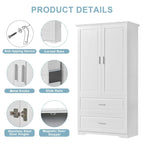 Tall Bathroom Storage Cabinet,Cabinet with Two Doors and Drawers