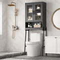 Over The Toilet Storage Cabinet with Tempered Glass Doors - 9.4D x 23.6W x 66.5H