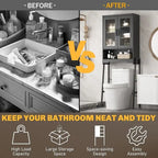 Over The Toilet Storage Cabinet with Tempered Glass Doors - 9.4D x 23.6W x 66.5H