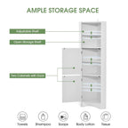 Tall Bathroom Corner Cabinet, Freestanding Storage Cabinet with Doors and Adjustable Shelves