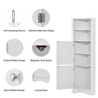 Tall Bathroom Corner Cabinet, Freestanding Storage Cabinet with Doors and Adjustable Shelves