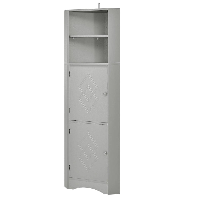 Tall Bathroom Corner Cabinet, Freestanding Storage Cabinet with Doors and Adjustable Shelves