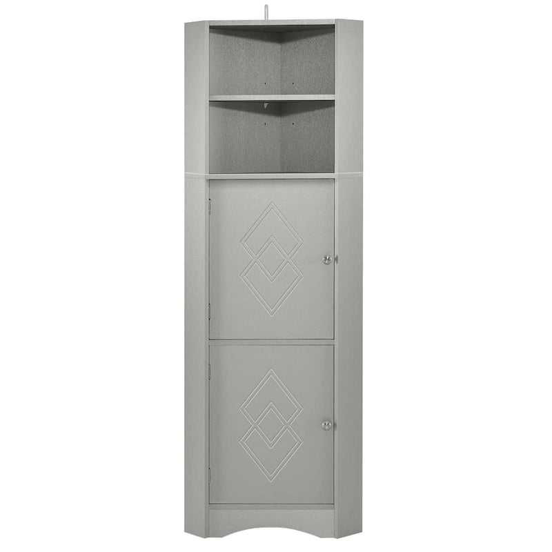 Tall Bathroom Corner Cabinet, Freestanding Storage Cabinet with Doors and Adjustable Shelves