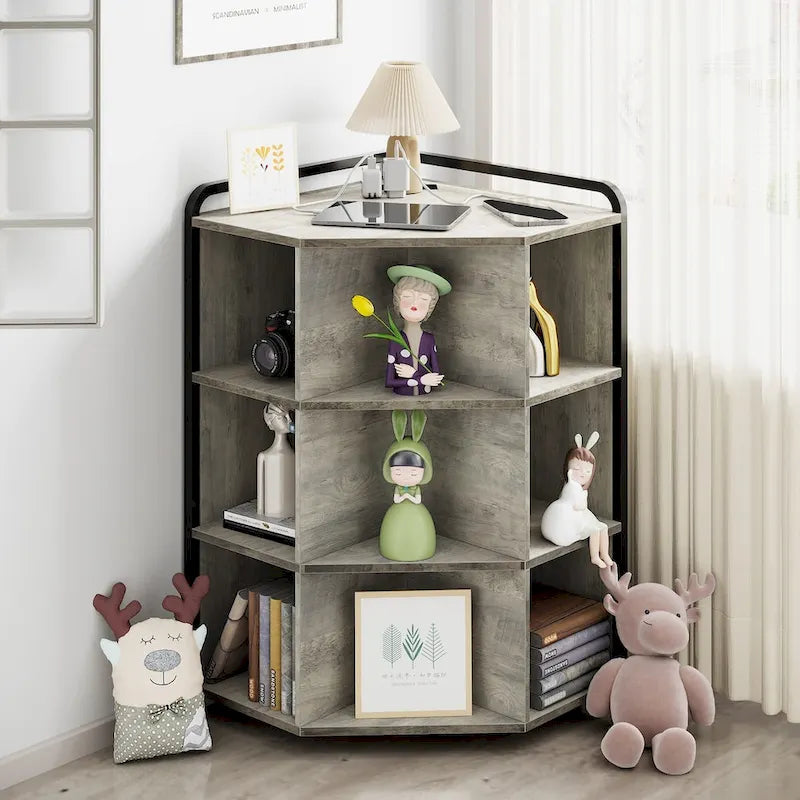 Corner Cabinet with USB Ports and Outlets
