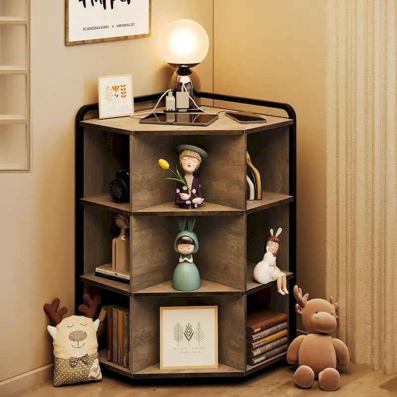 Corner Cabinet with USB Ports and Outlets