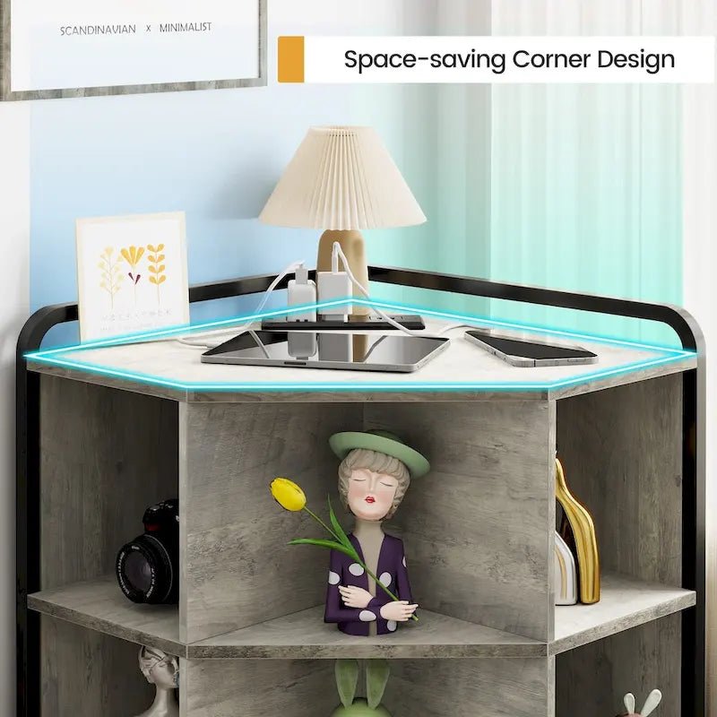 Corner Cabinet with USB Ports and Outlets