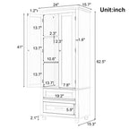 Tall Storage Cabinet with Two Drawers for Bathroom/Office