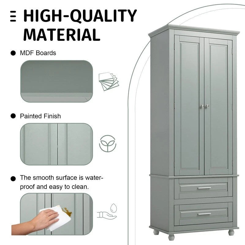Tall Storage Cabinet with Two Drawers for Bathroom/Office
