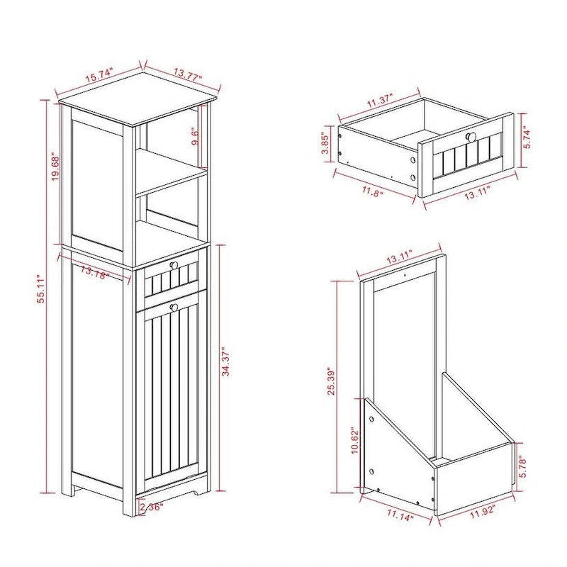 One-Compartment One-Drawer Tilt-Out Laundry Sorter Cabinet - White